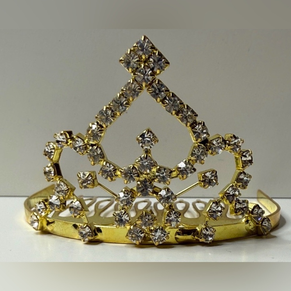 Gold tone Crystal rhinestone Mini Tiara comb hair accessory crown